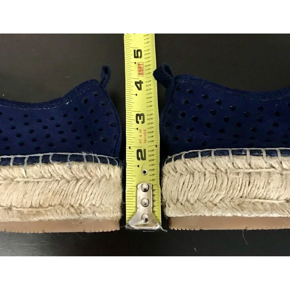J/Slides Rileyy Navy Blue‎ Perforated Suede Espadrille Laced Sneakers Women 9.5